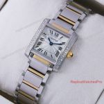 Replica Cartier 2 Tone Watch Tank Francaise Ladies Diamond Bezel